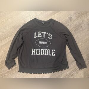 'Let's Huddle' Game Day Distressed Sweatshirt